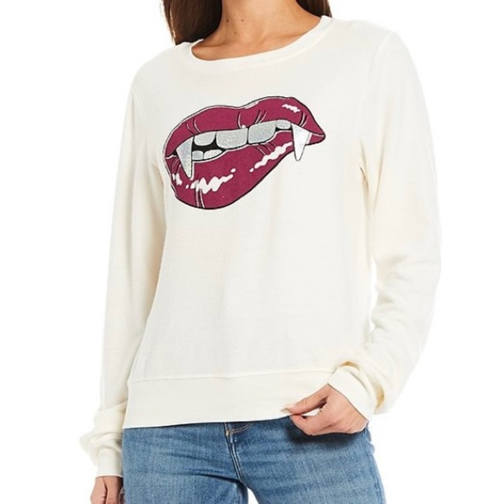 Wildfox Love Bites Baggy Beach Jumper in Vanilla (Off-White)